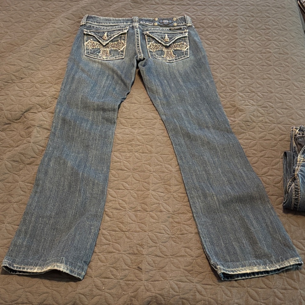 Miss Me Blue Embellished Flare Jeans